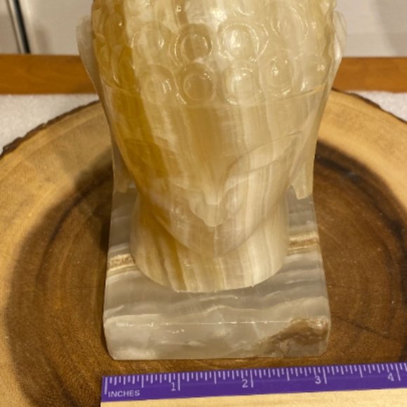 Amber Onyx Buddha Head Lamp with Bulb and Cord, Fun Lights, Unique Lighting, Art - Picture 8 of 9